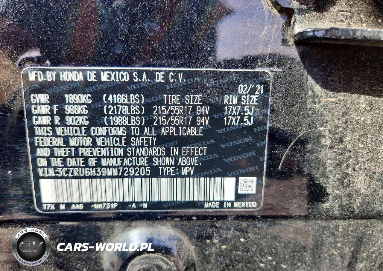 2021 Honda Hr-V Lx VIN:3CZRU6H39MM729205 - 13