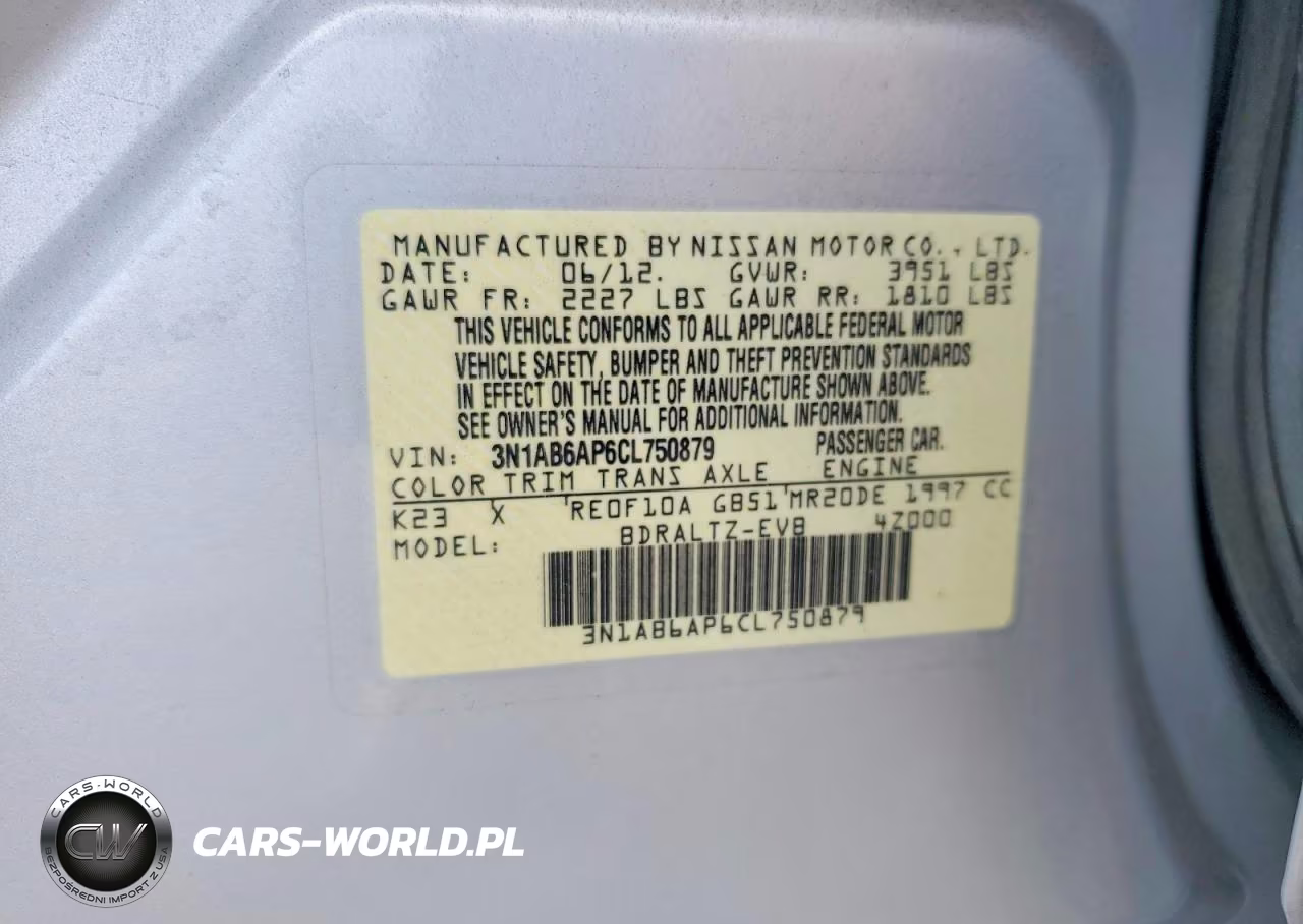 2012 Nissan Sentra 2.0 VIN:3N1AB6AP6CL750879 - 12