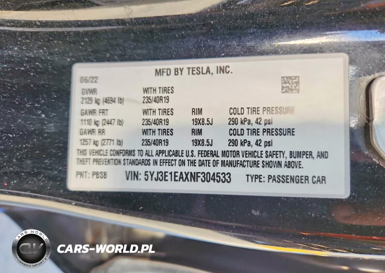 2022 Tesla Model 3 VIN:5YJ3E1EAXNF304533 - 12