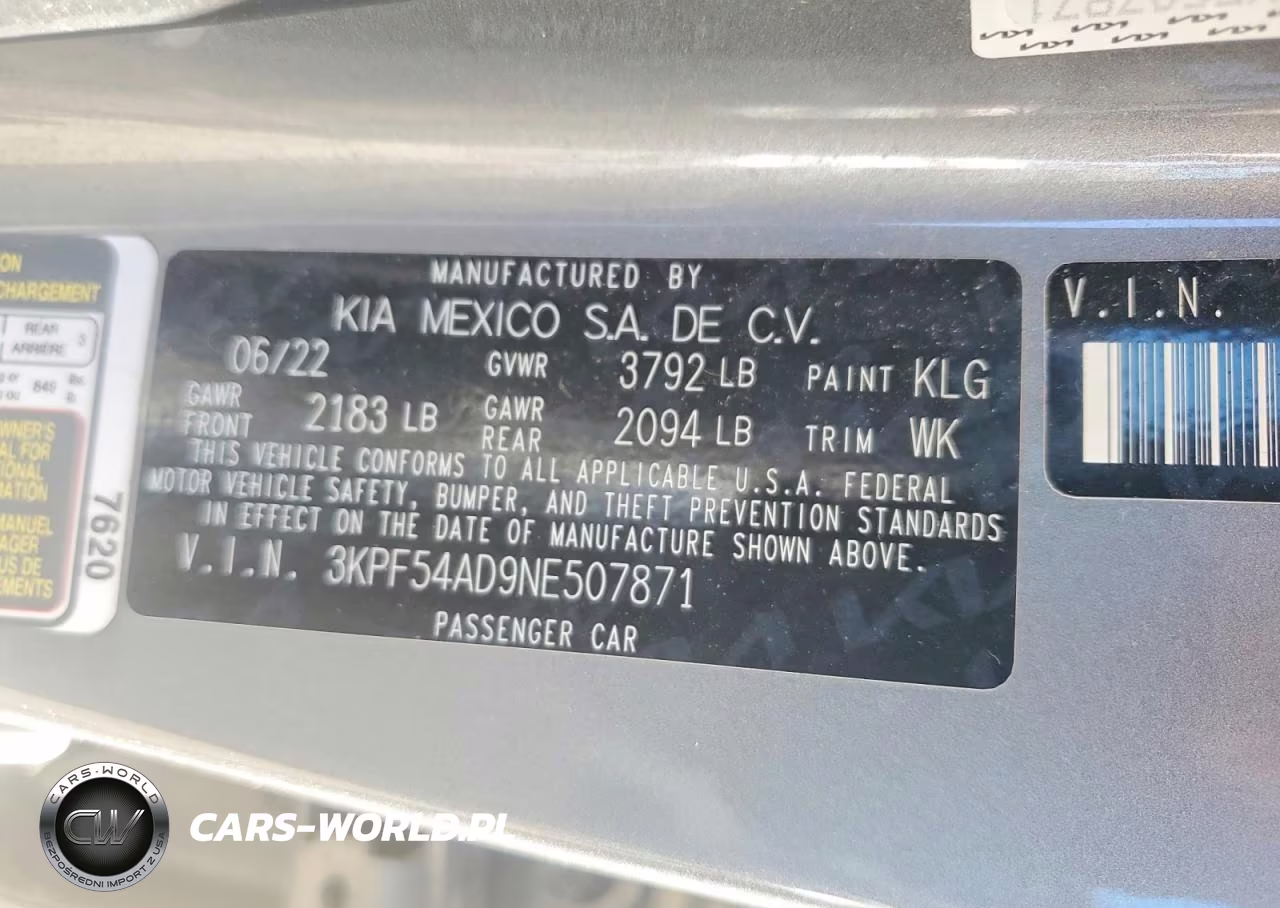 2022 Kia Forte Gt Line VIN:3KPF54AD9NE507871 - 12