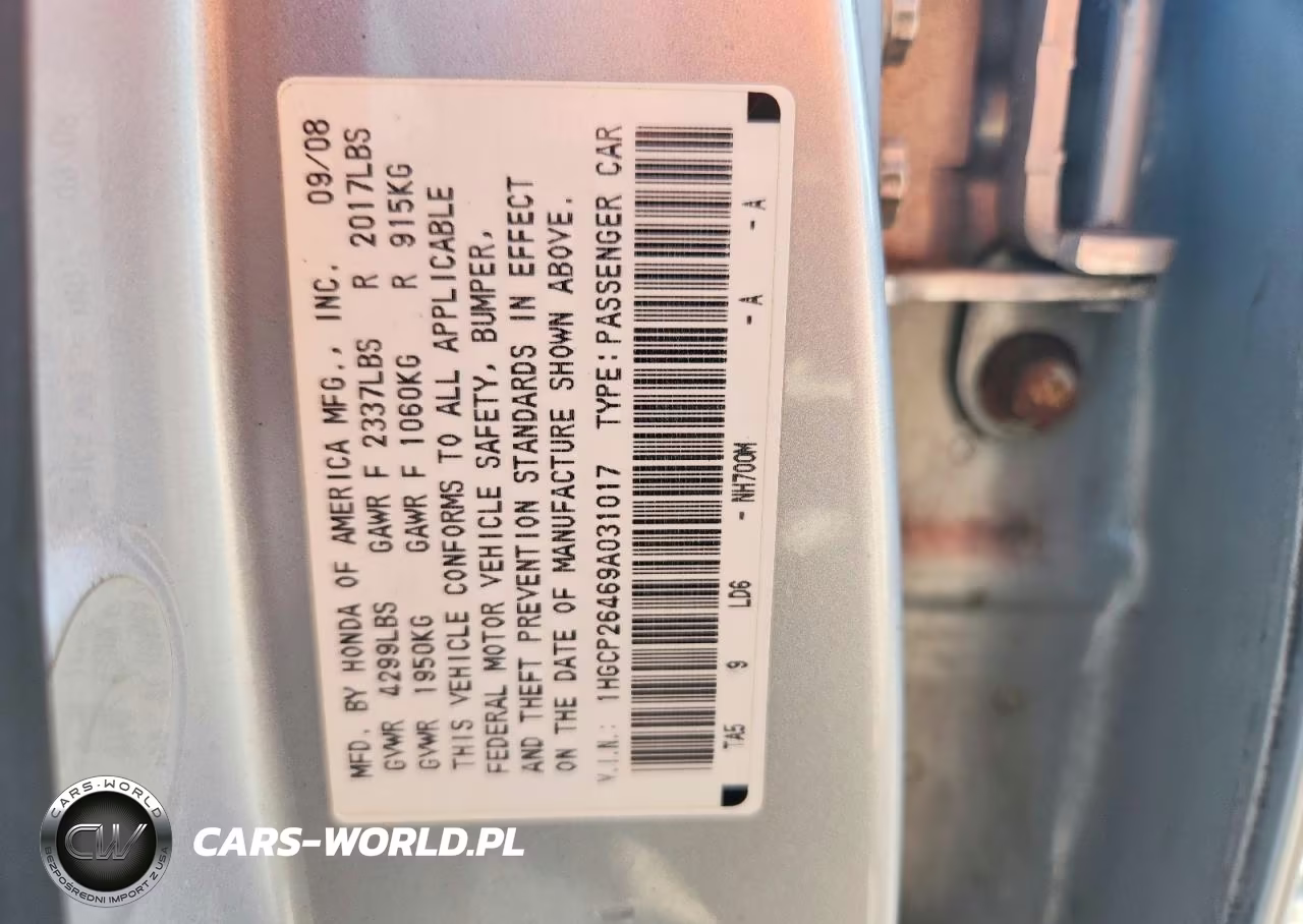2009 Honda Accord Lxp VIN:1HGCP26469A031017 - 12