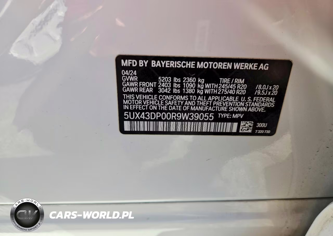 2024 BMW X3 Sdrive30I VIN:5UX43DP00R9W39055 - 13