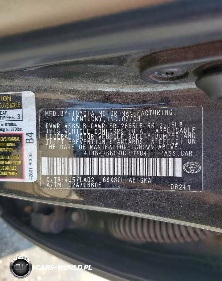 2009 Toyota Avalon Xls VIN:4T1BK36B09U350484 - 12