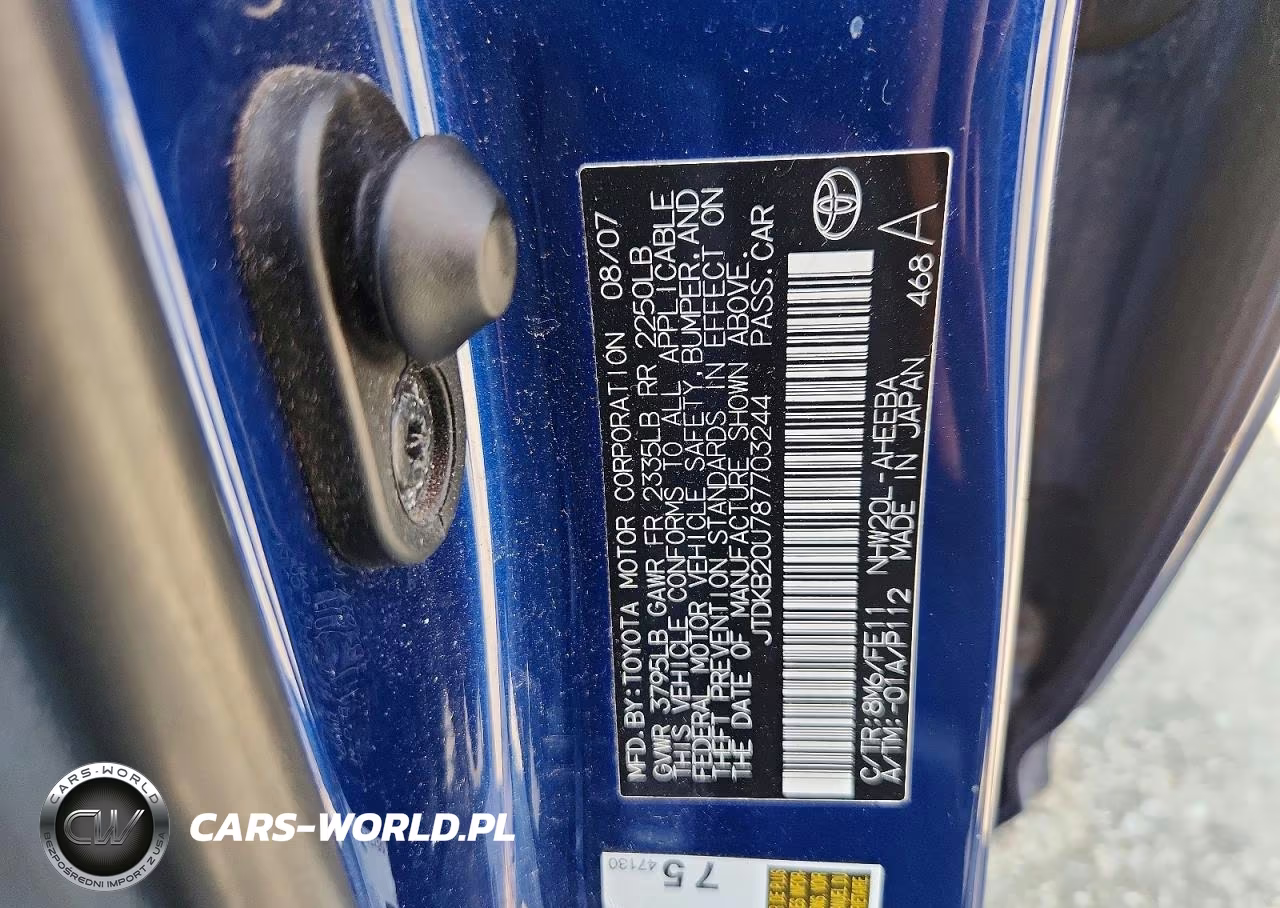2008 Toyota Prius Base VIN:JTDKB20U787703244 - 12