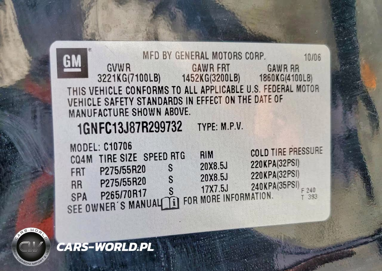 2007 Chevrolet Tahoe C1500 VIN:1GNFC13J87R299732 - 13