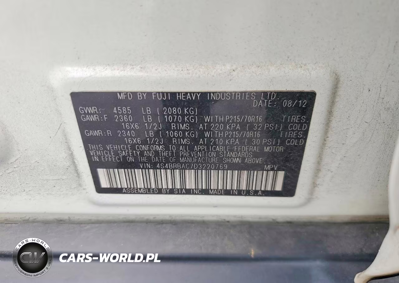 2013 Subaru Outback 2.5I VIN:4S4BRBAC7D3220769 - 12
