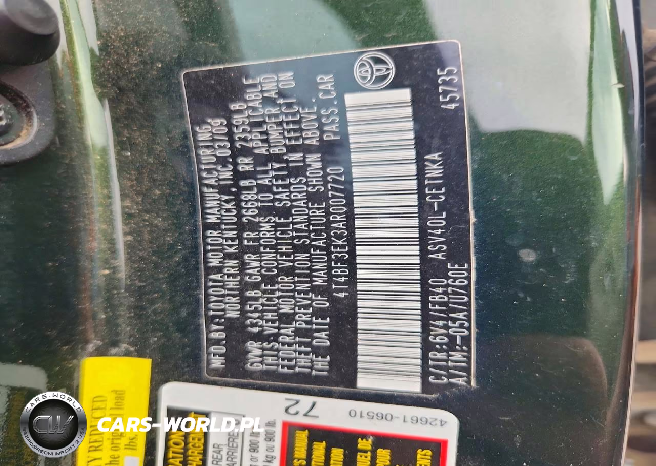 2010 Toyota Camry Le VIN:4T4BF3EK3AR007720 - 12