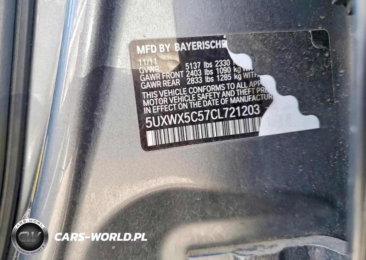 2012 BMW X3 xDrive28I VIN:5UXWX5C57CL721203 - 12
