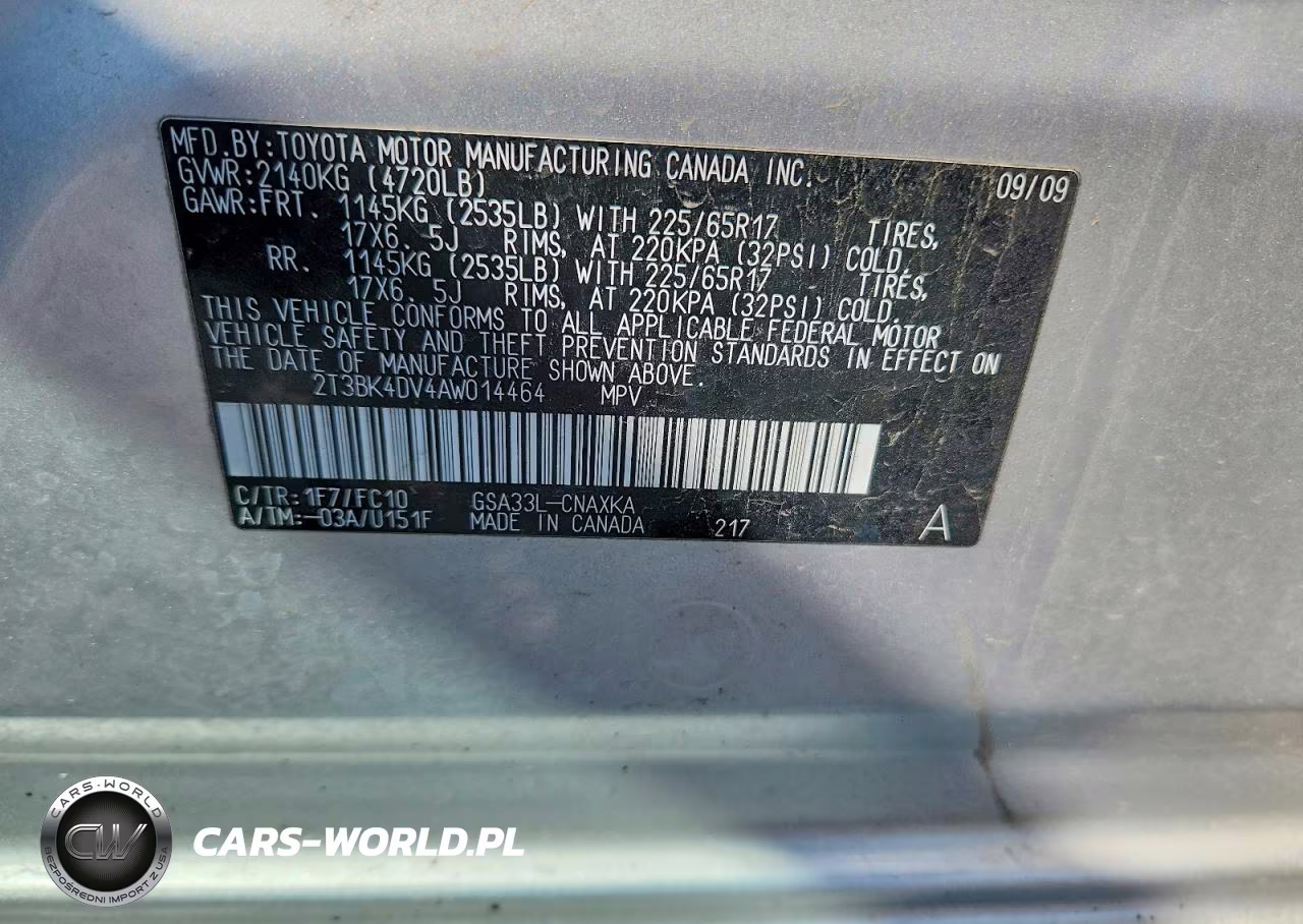 2010 Toyota Rav4 Base VIN:2T3BK4DV4AW014464 - 13