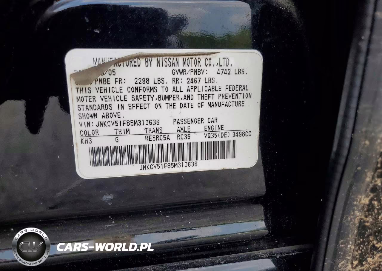 2005 Infiniti G35 X VIN:JNKCV51F85M310636 - 12