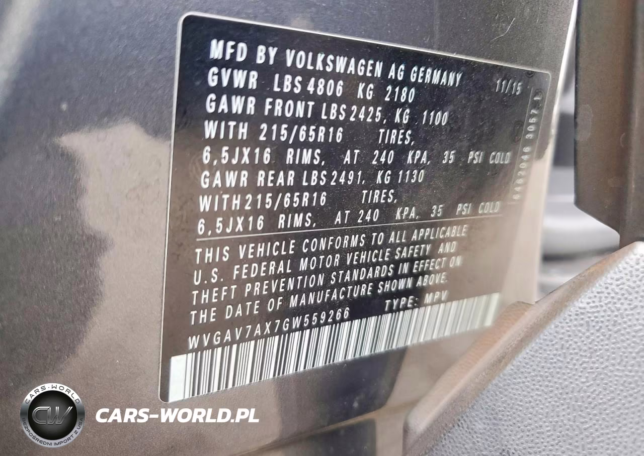 2016 Volkswagen Tiguan S VIN:WVGAV7AX7GW559266 - 13