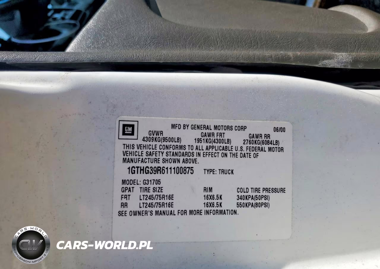 2001 GMC Savana G3500 VIN:1GTHG39R611100875 - 13