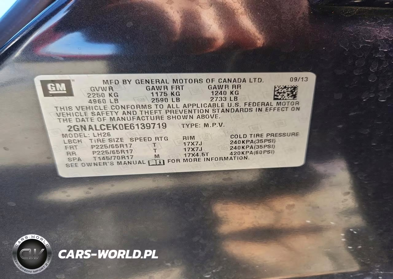 2014 Chevrolet Equinox Lt VIN:2GNALCEK0E6139719 - 13