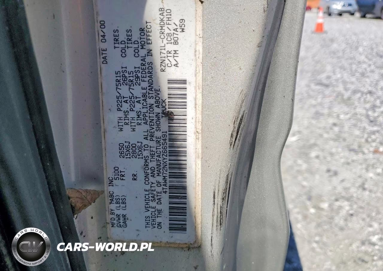 2000 Toyota Tacoma Base VIN:4TAWM72NXYZ665491 - 12