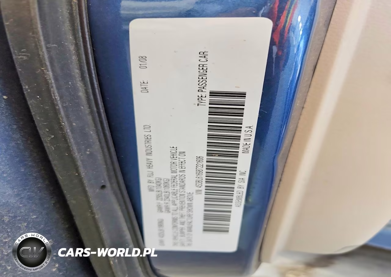 2008 Subaru Legacy VIN:4S3BL616987221606 - 12