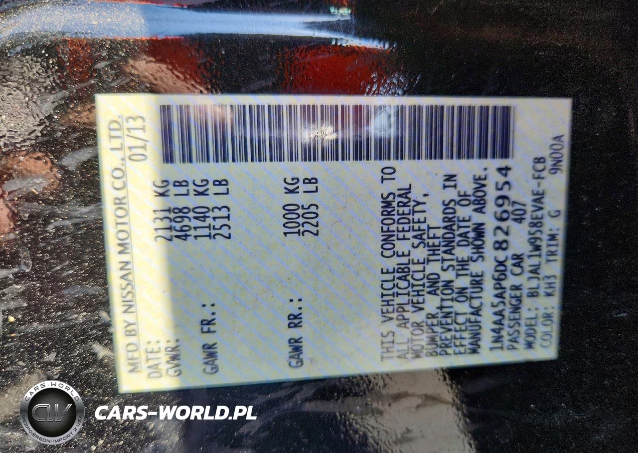2013 Nissan Maxima 3.5 S VIN:1N4AA5AP6DC826954 - 12