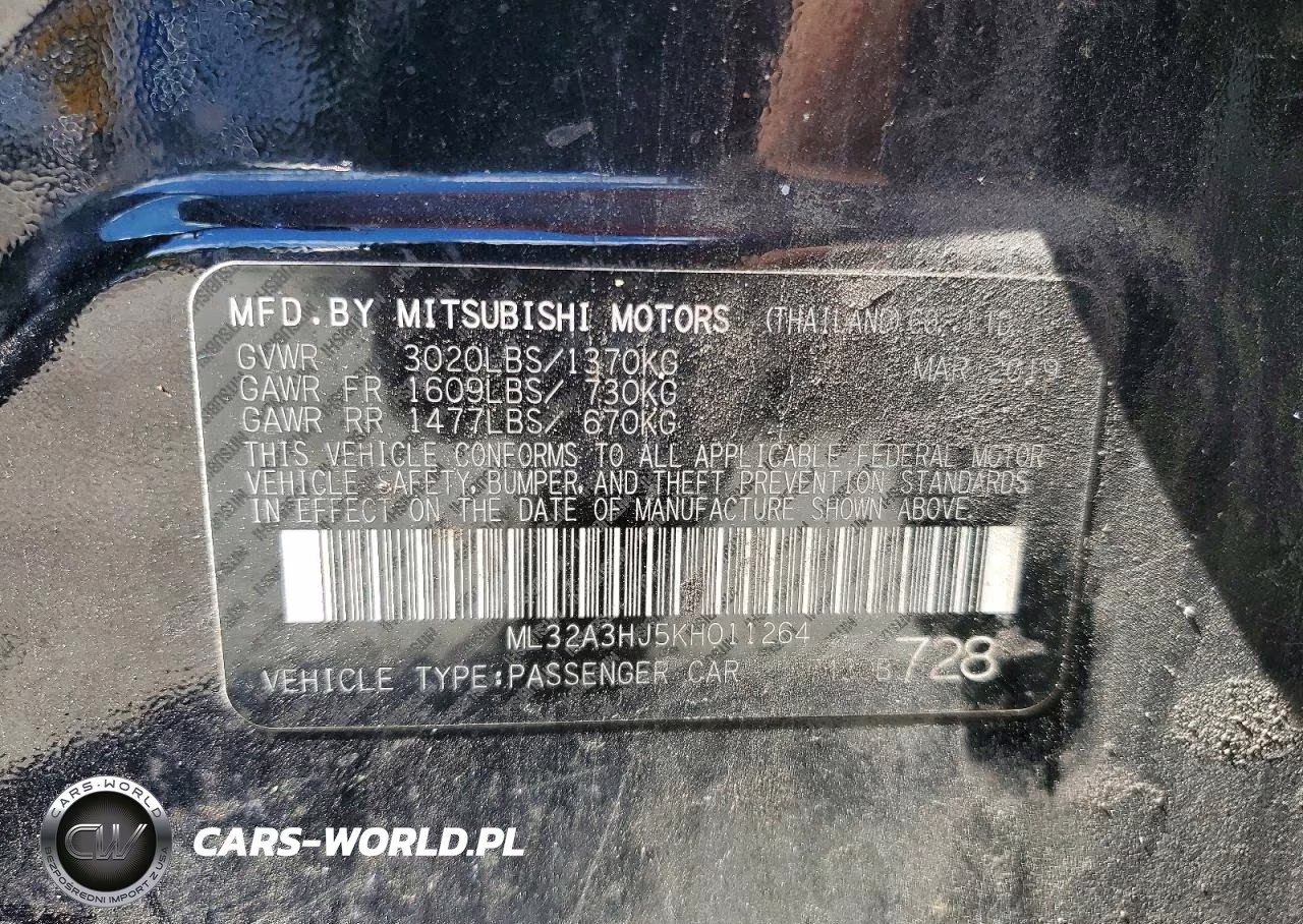 2019 Mitsubishi Mirage Es VIN:ML32A3HJ5KH011264 - 12