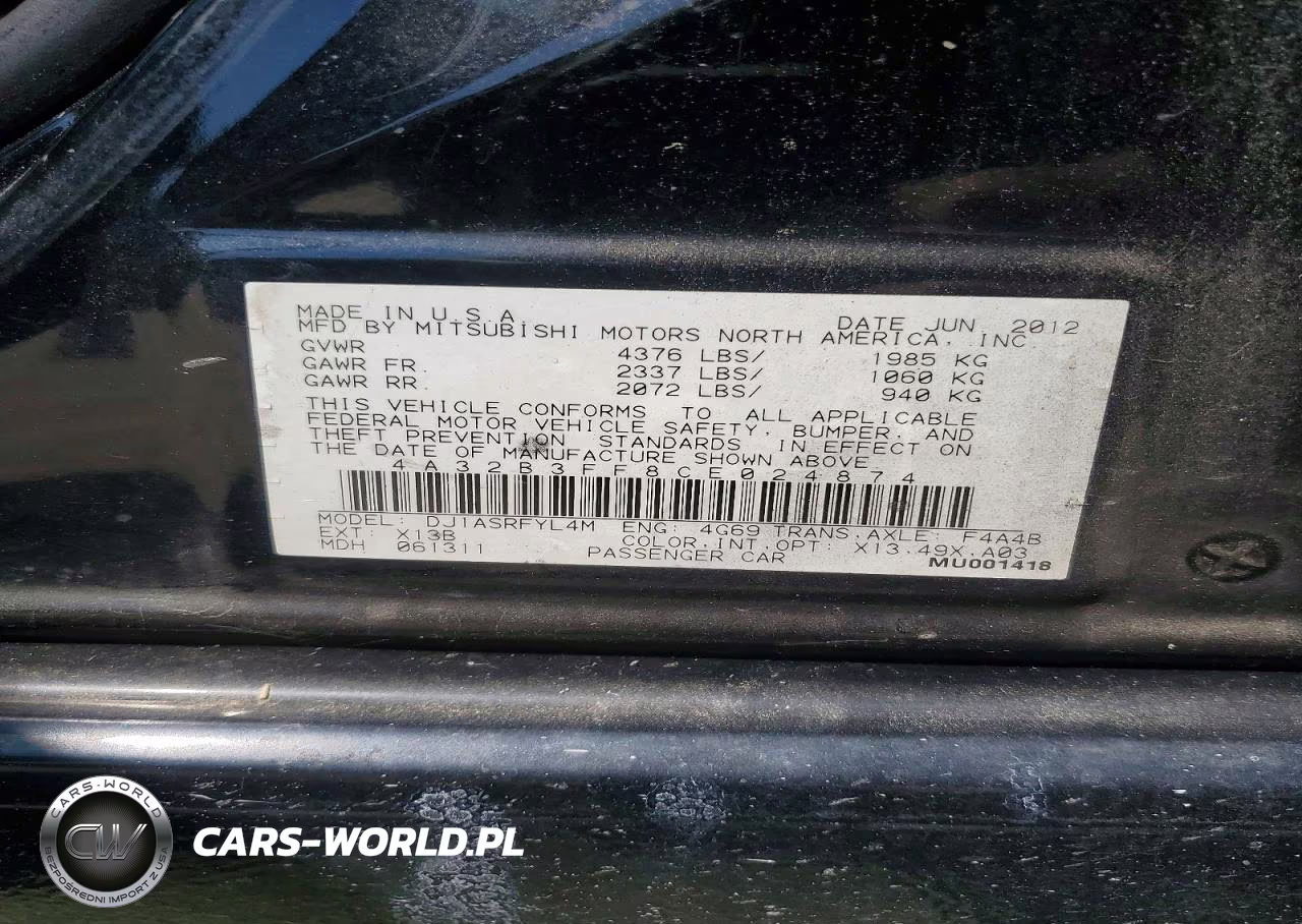 2012 Mitsubishi Galant Es VIN:4A32B3FF8CE024874 - 12
