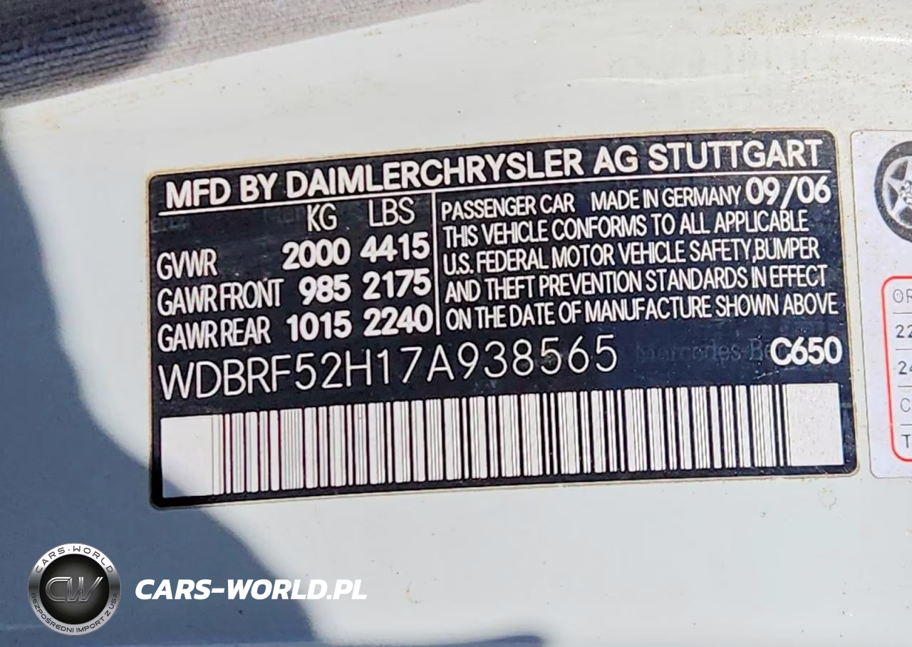 2007 Mercedes-Benz C 230 VIN:WDBRF52H17A938565 - 12