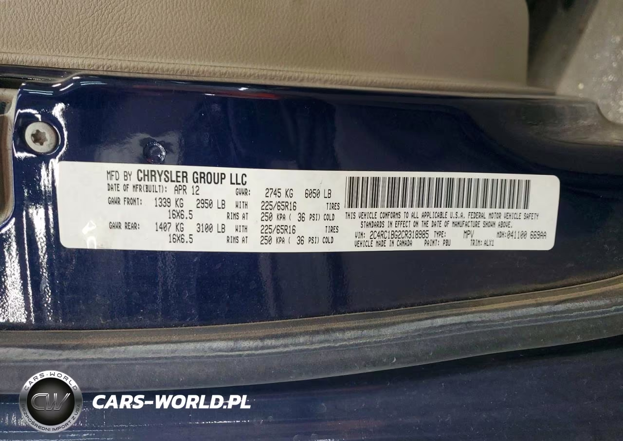 2012 Chrysler Town & Country Touring VIN:2C4RC1BG2CR318985 - 13