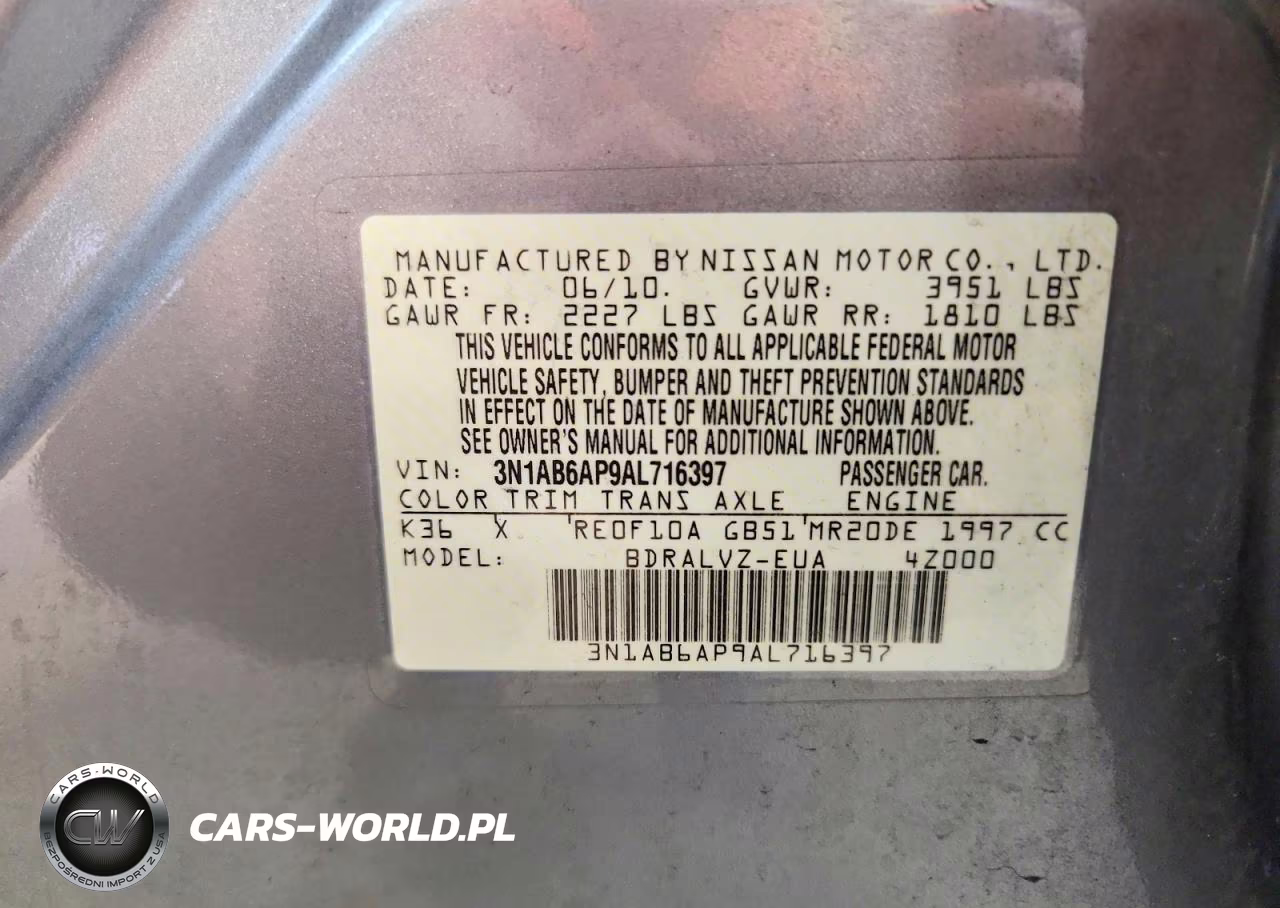 2010 Nissan Sentra 2.0 VIN:3N1AB6AP9AL716397 - 12