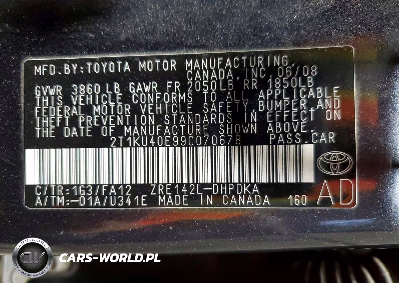 2009 Toyota Matrix Base VIN:2T1KU40E99C070678 - 12