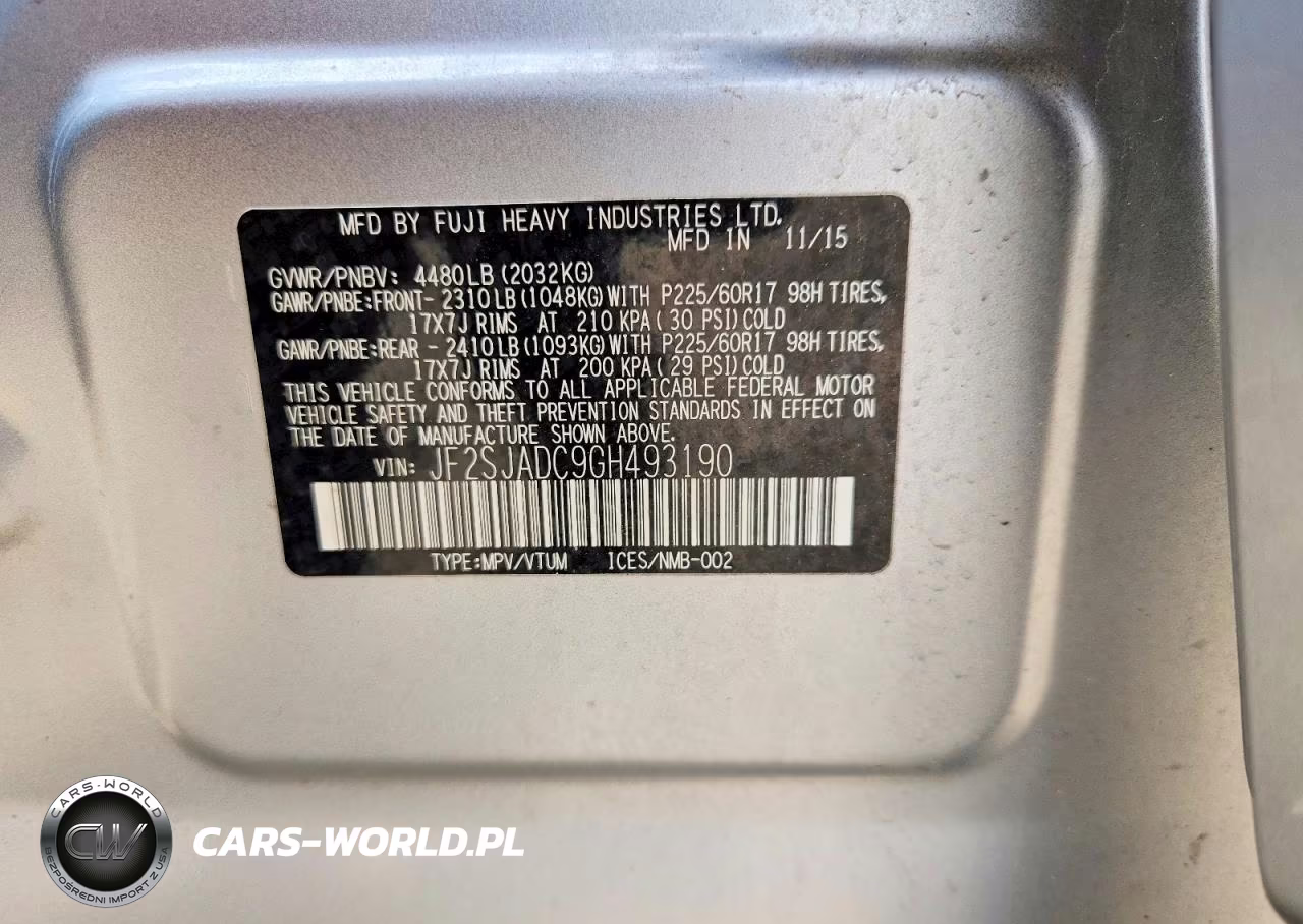 2016 Subaru Forester 2.5I Premium VIN:JF2SJADC9GH493190 - 13