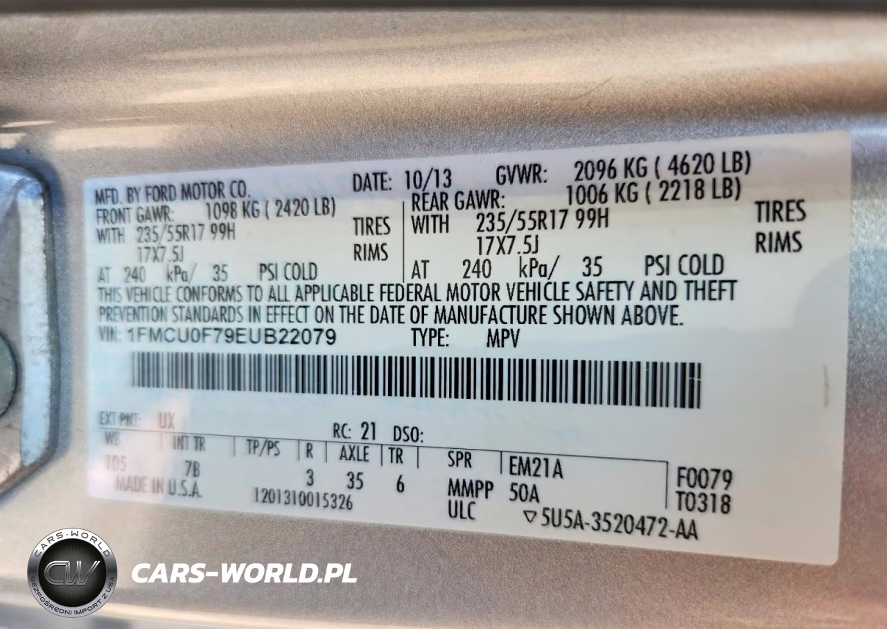 2014 Ford Escape S VIN:1FMCU0F79EUB22079 - 13