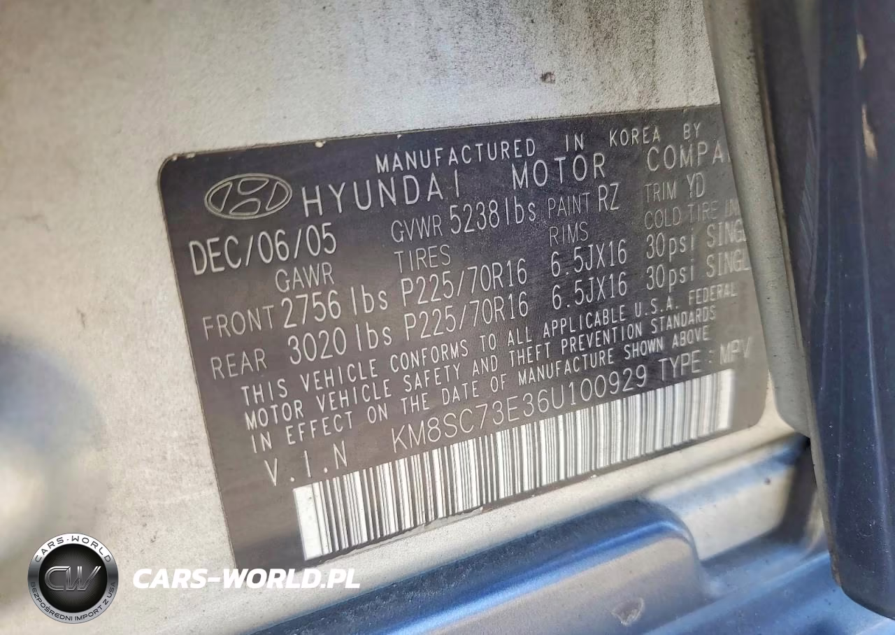 2006 Hyundai Santa Fe Cma VIN:KM8SC73E36U100929 - 13