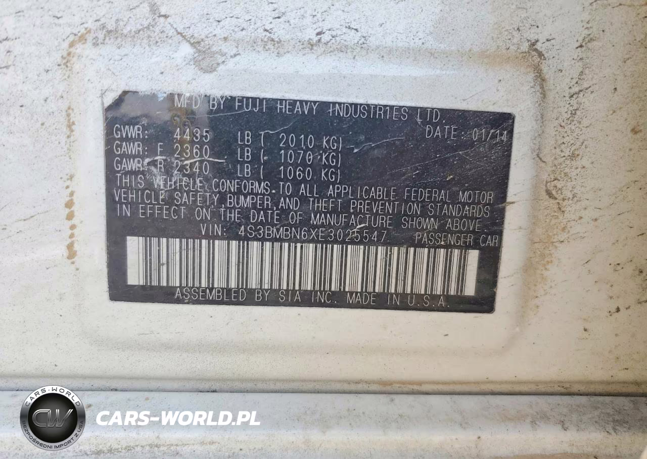 2014 Subaru Legacy 2.5I Limited VIN:4S3BMBN6XE3025547 - 12