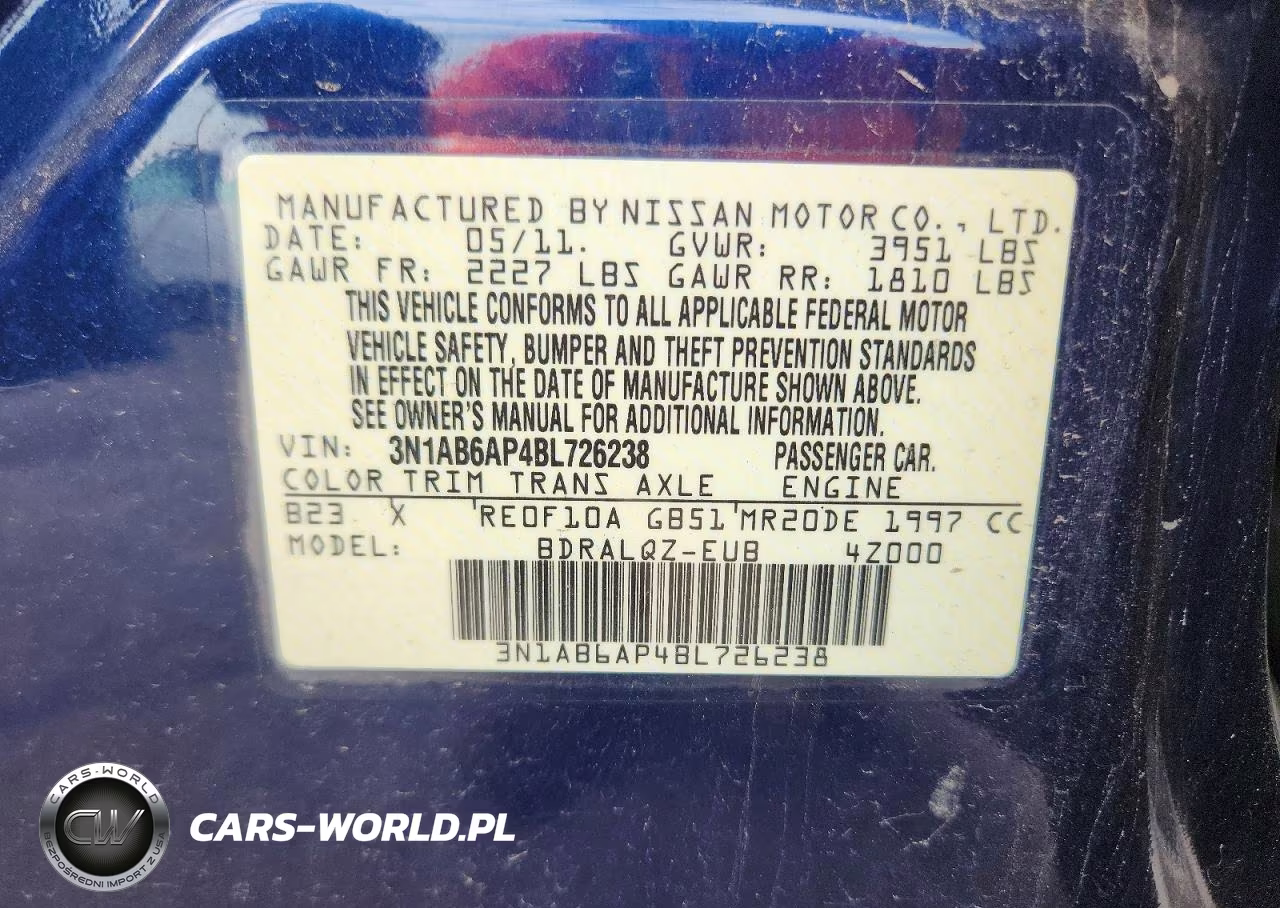 2011 Nissan Sentra 2.0 VIN:3N1AB6AP4BL726238 - 13