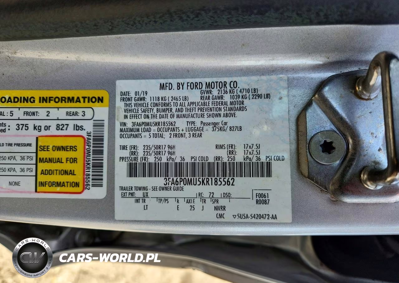 2019 Ford Fusion Sel VIN:3FA6P0MU5KR185562 - 12