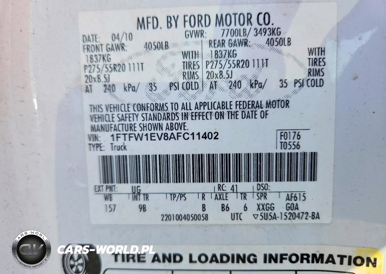 2010 Ford F150 Supercrew VIN:1FTFW1EV8AFC11402 - 12