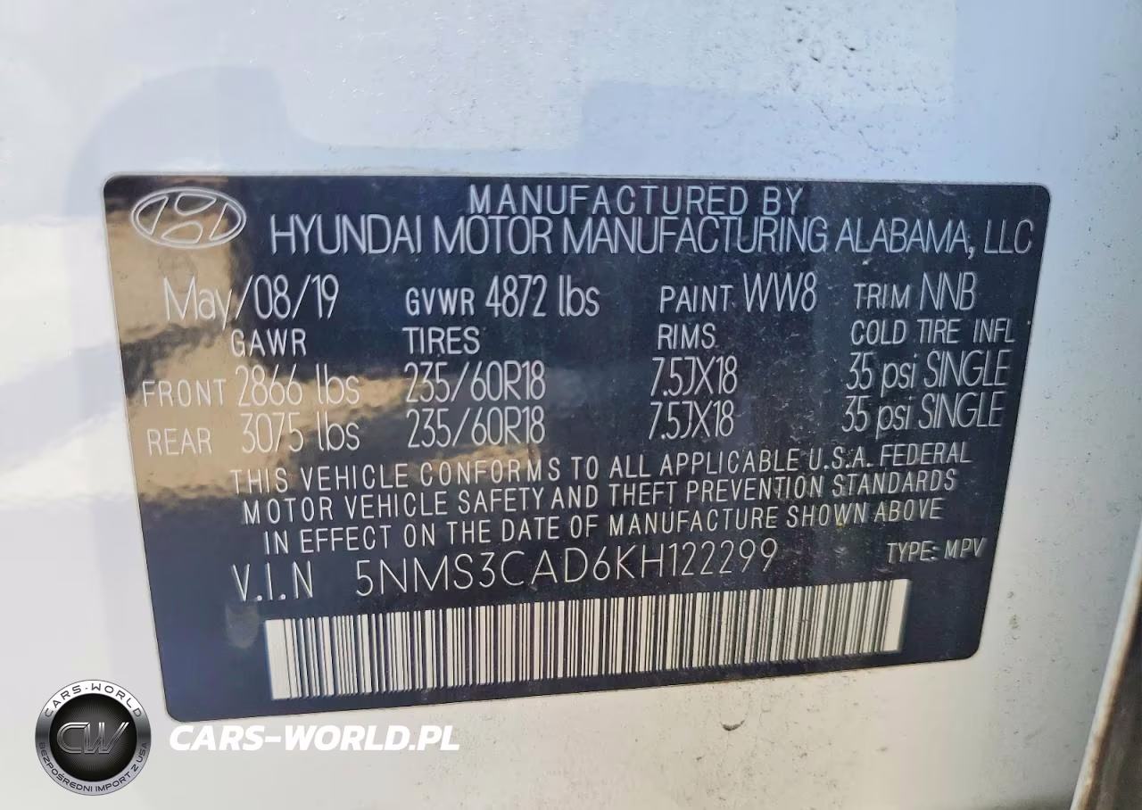 2019 Hyundai Santa Fe Sel Plus 2.4L VIN:5NMS3CAD6KH122299 - 13