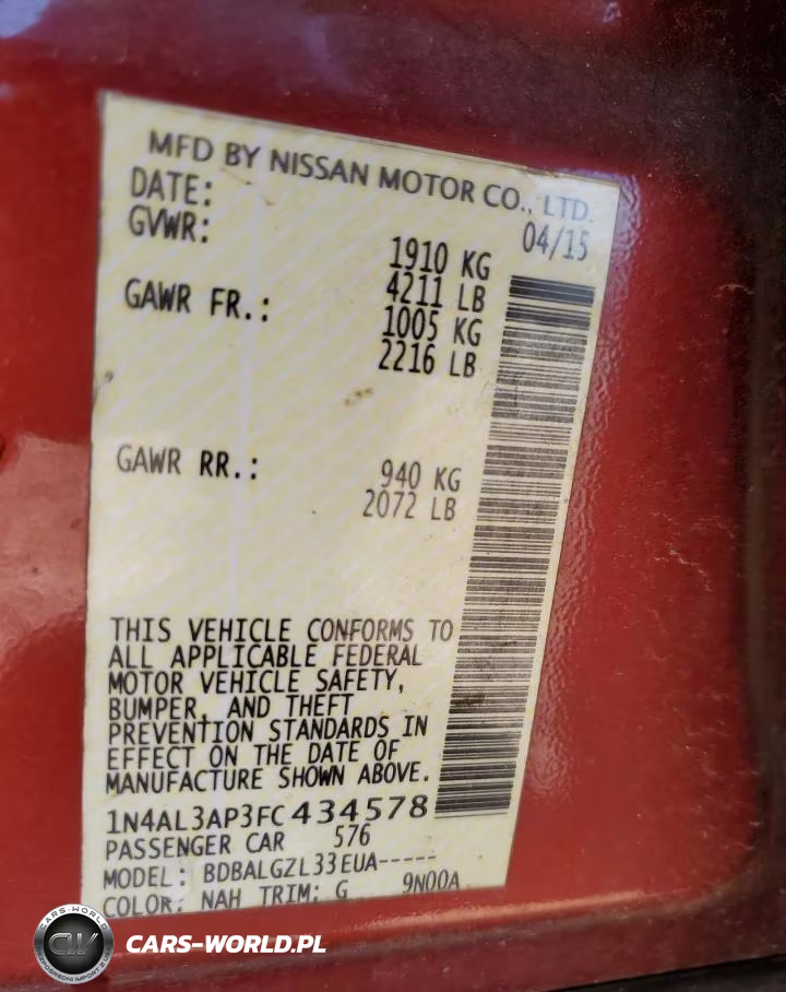 2015 Nissan Altima 2.5 VIN:1N4AL3AP3FC434578 - 13