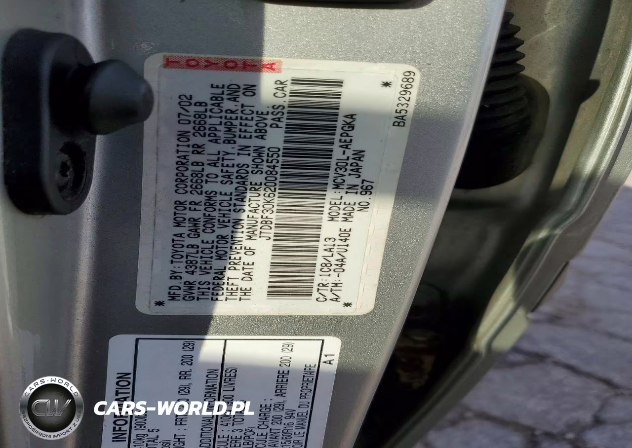 2002 Toyota Camry Xle V6 VIN:JTDBF30K620084550 - 12