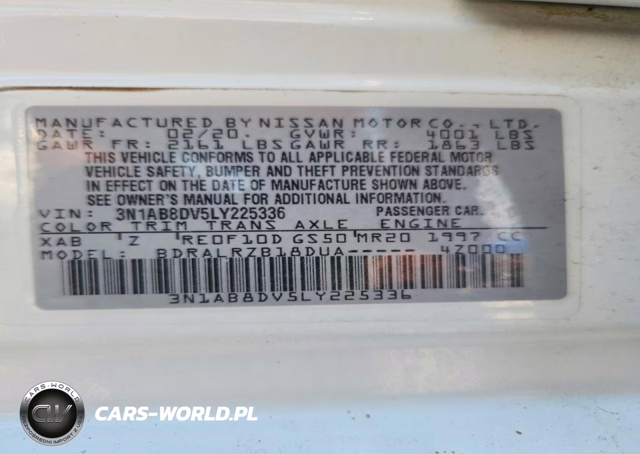 2020 Nissan Sentra Sr VIN:3N1AB8DV5LY225336 - 10