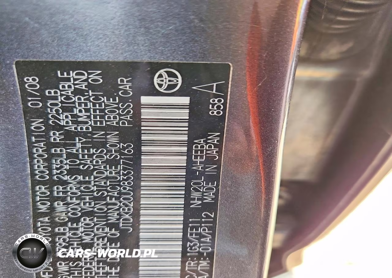 2008 Toyota Prius Base VIN:JTDKB20U983377163 - 12