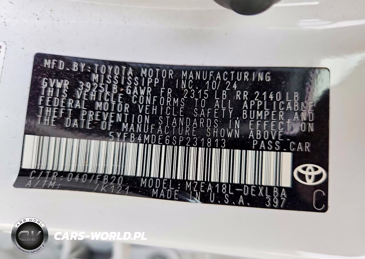 2025 Toyota Corolla Le VIN:5YFB4MDE6SP231813 - 12