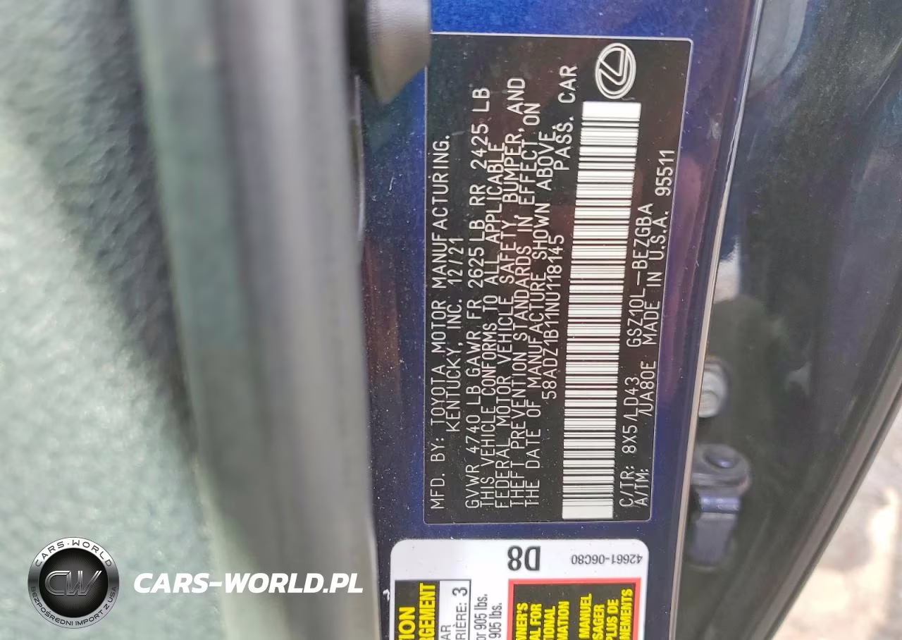 2022 Lexus Es 350 Base VIN:58ADZ1B11NU118145 - 12