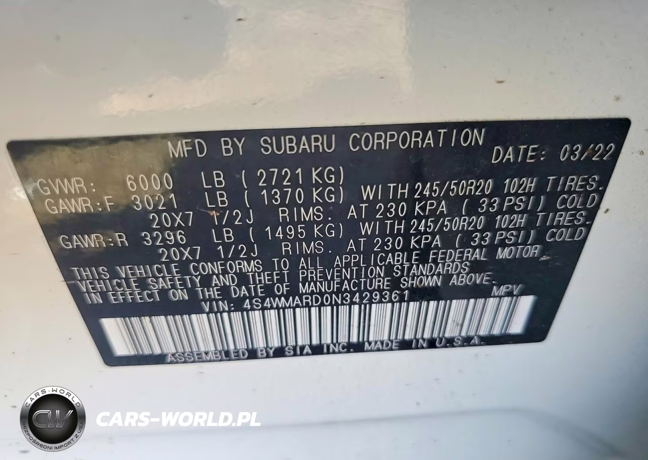 2022 Subaru Ascent Touring VIN:4S4WMARD0N3429361 - 13