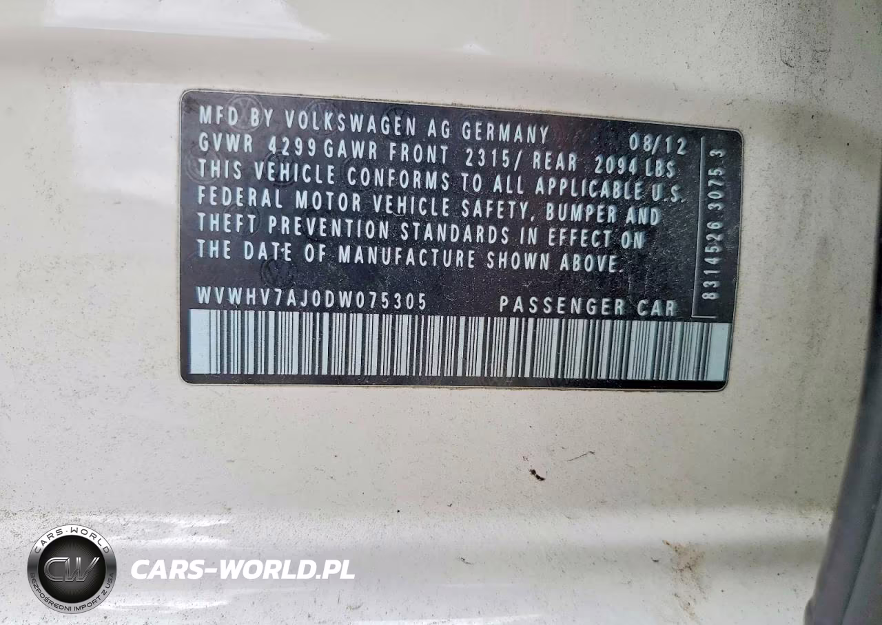 2013 Volkswagen Gti VIN:WVWHV7AJ0DW075305 - 12