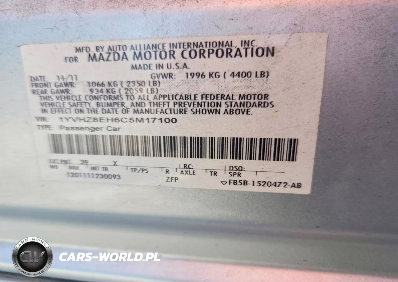 2012 Mazda 6 I VIN:1YVHZ8EH6C5M17100 - 13