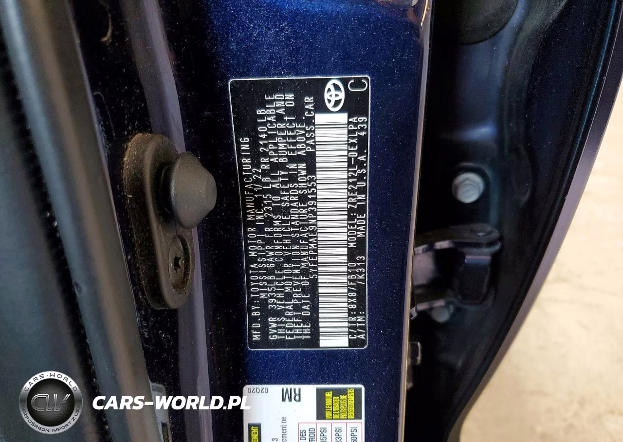 2022 Toyota Corolla Le VIN:5YFEPMAE9NP391553 - 12