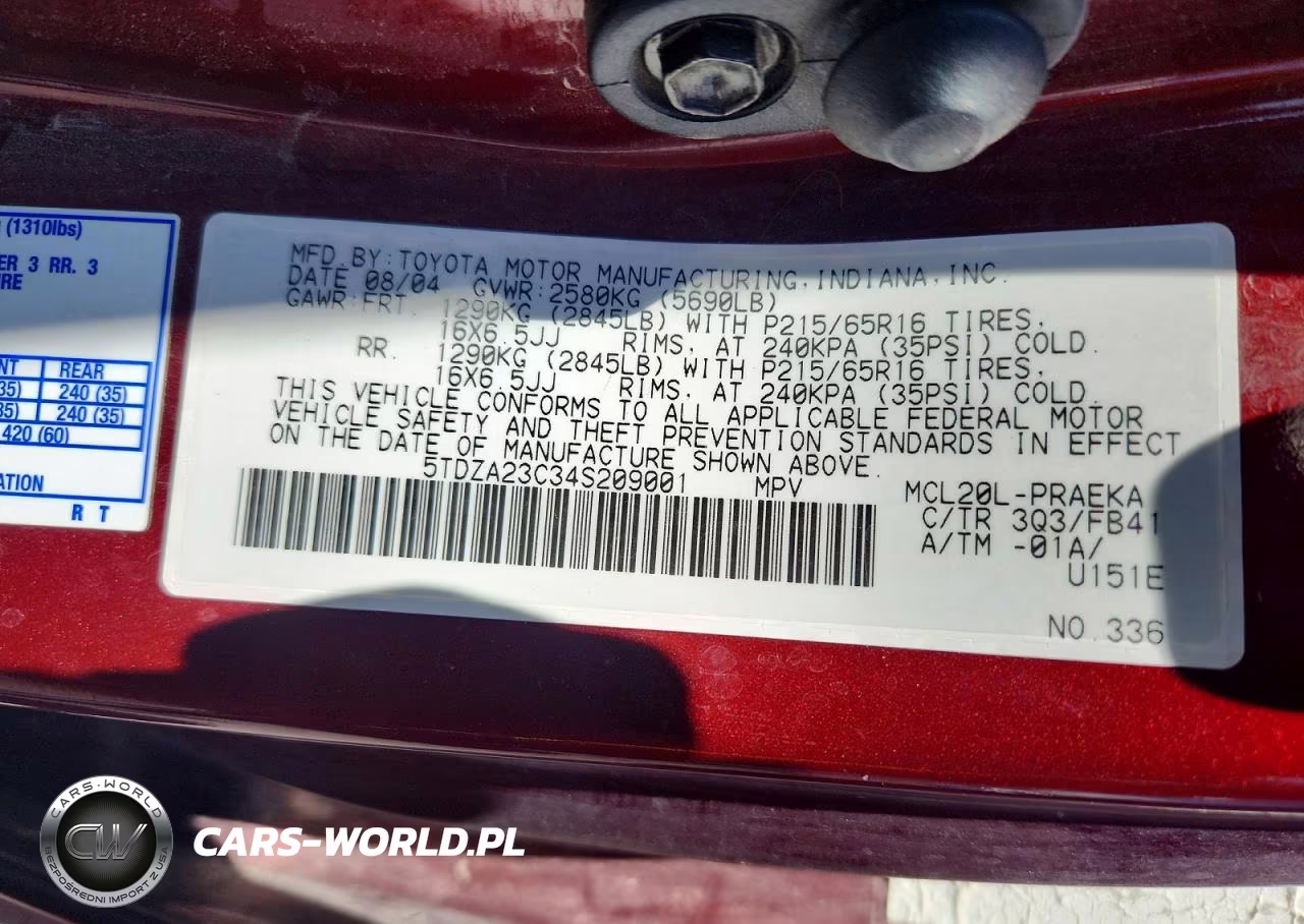2004 Toyota Sienna Le 8 Passenger VIN:5TDZA23C34S209001 - 13