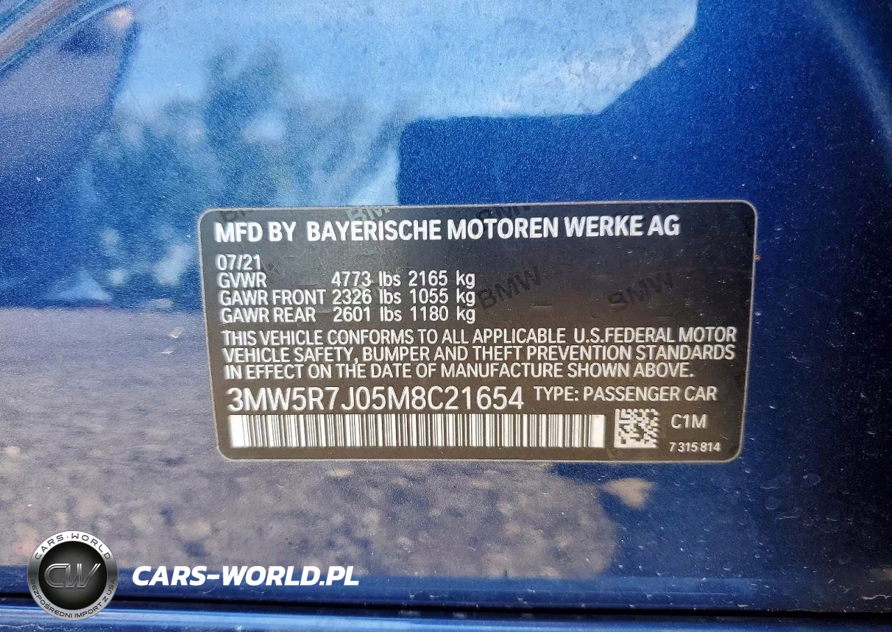 2021 BMW 330Xi VIN:3MW5R7J05M8C21654 - 12