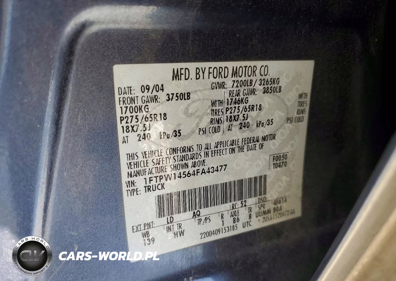 2004 Ford F150 Supercrew VIN:1FTPW14564FA43477 - 12
