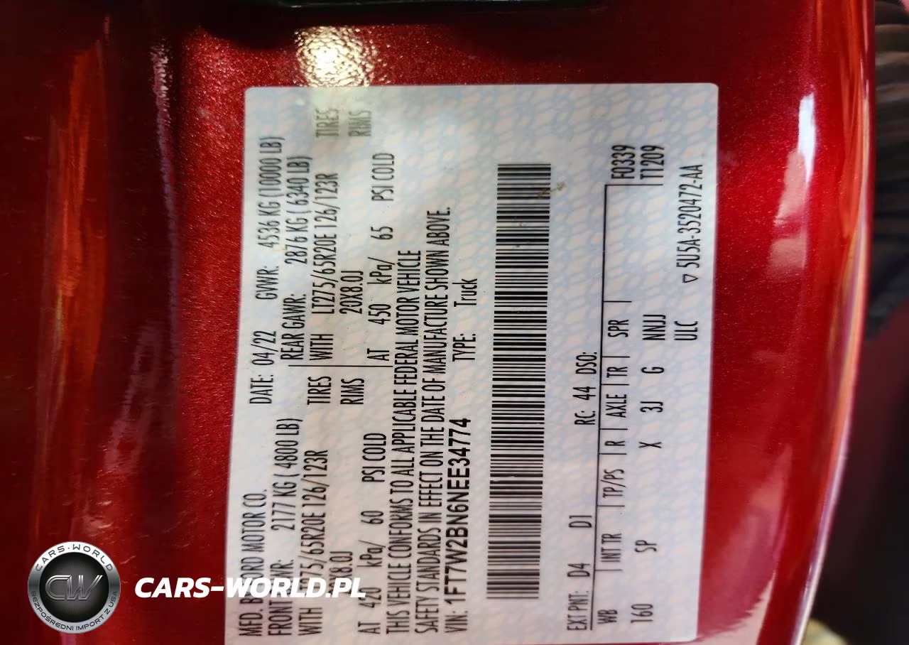 2022 Ford F250 Super Duty VIN:1FT7W2BN6NEE34774 - 12