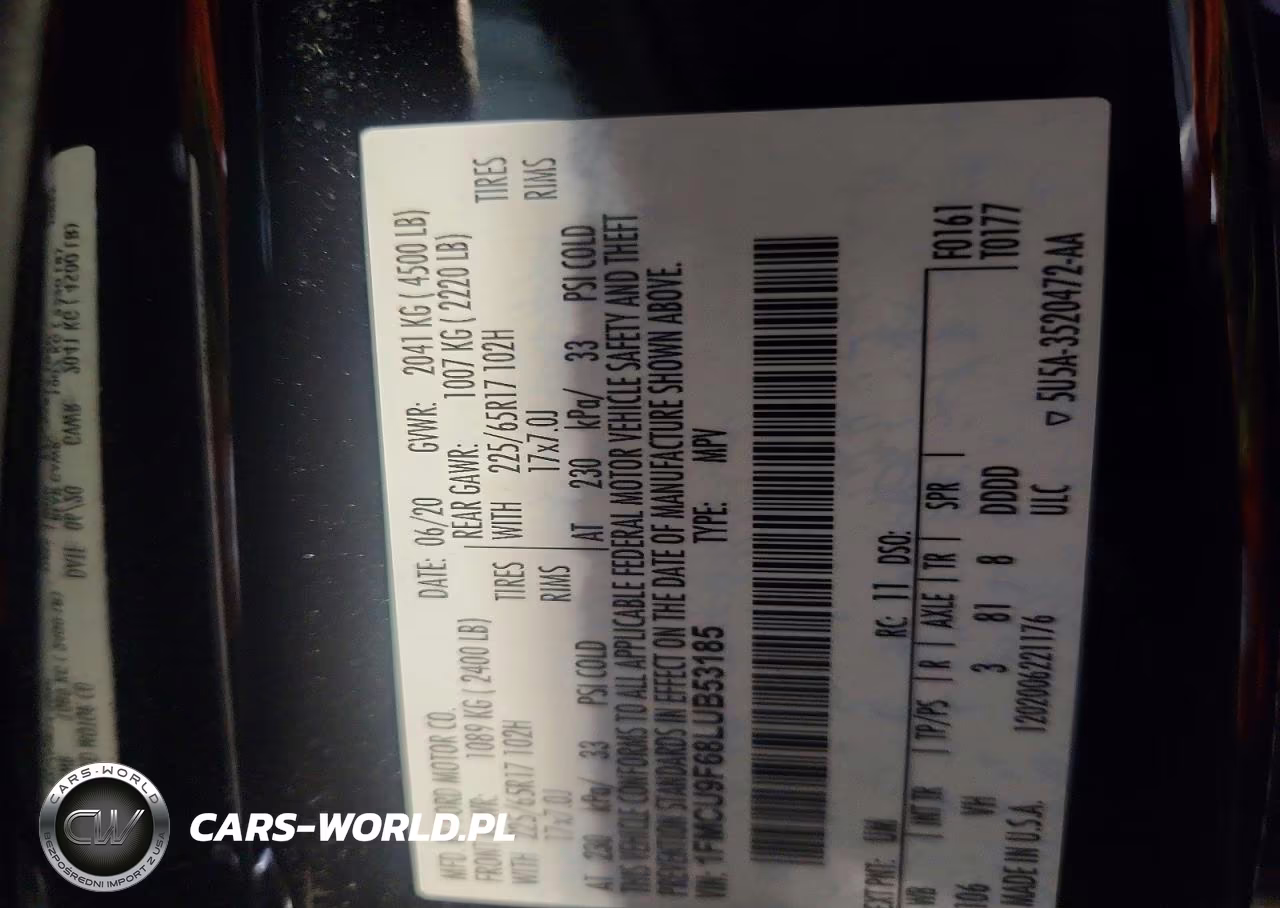 2020 Ford Escape S VIN:1FMCU9F68LUB53185 - 13