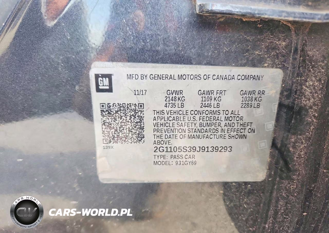 2018 Chevrolet Impala Lt VIN:2G1105S39J9139293 - 13